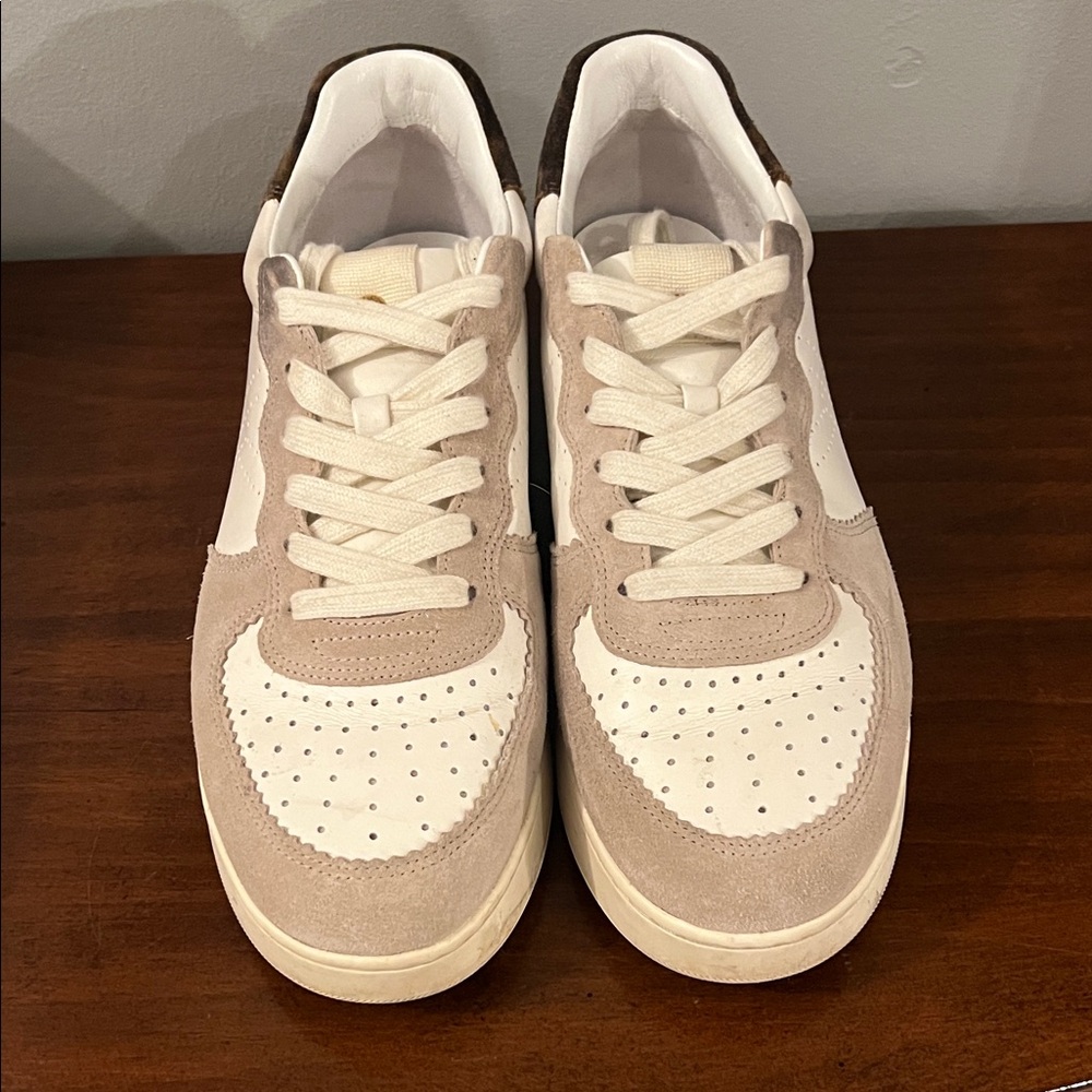 Veronica Beard Beige and White Sneakers